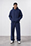 Men's Basic Oversize Hoodie Navy Blue - 4