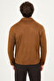 Straight Slim Fit Shirt with Collar Snap Buttons Suede Men's Coat Camel - 39681.26K - 5