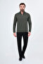 Textured Slim Fit Stand Collar Zippered Long Sleeve Men's T-Shirt Khaki - 36901.26K - 3