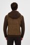 Slim Fit Suede Body Knitwear Sleeves Hooded Zippered Men's Coat Khaki - 39683.26K - 4
