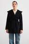 Hooded Short Coat with Pockets Black 3185 - 5