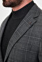 Plaid Slim Fit Mono Collar Wool Blend Men's Jacket Black - 41508.26K - 2