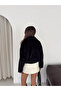 Women's Plush Bomber Oversize Zippered Belt Detailed Short Seasonal Jacket - 7