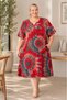Battal Size Sunburst Patterned Short Sleeve Midi Hijab Dress 3X-6X