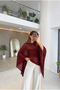 Women's Sequined Asymmetrical Casual Knitwear Poncho Blouse 0500 - 3