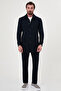 Textured Slim Fit Shirt Collar Buttoned Pocketed Wool Men's Coat Navy Blue - 21343.26K - 4