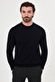 Plain Slim Fit High Crew Neck Cotton Men's Knitwear Sweater Navy Blue - 11600.26K