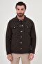 Straight Slim Fit Shirt with Collar Buttons Men's Coat Brown - 39687.26K