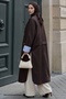 High Collar Lined Bitter Brown Trench Coat - 2