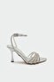 Palius Stone Detailed Ankle Strap Women's Heeled Shoes - Silver