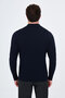 Braided Slim Fit Polo Collar Buttoned Cashmere Men's Knitwear Sweater Navy Blue - 11615.26K - 5