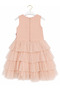 Girls' Layered Tulle Dress with 3D Floral Appliques, Pearl and Stone Embellishments, Lace Robe Detail, Lined Dress 5-9 Years - 8