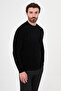 Ribbed Slim Fit Crew Neck Chenille Men's Knitwear Sweater Black - 11614.26K - 5