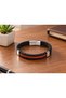 Korvello Emberstripe Black Leather Men's Bracelet - Double Black Braid with Red Thin Stripes - 2