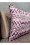 Imported Velvet Lilac Chevron Patterned Cushion Cover 43X43Cm (Double-Sided Pattern) - 5