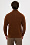 Plain Slim Fit Stand Collar Zippered Chenille Men's Knitwear Sweater Camel - 11605.26K - 4
