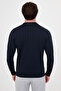 Ribbed Slim Fit Crew Neck Cotton Men's Knitwear Sweater Navy Blue - 11621.26K - 4