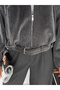 Women's Plush Bomber Oversize Zippered Belt Detailed Short Seasonal Jacket - 3