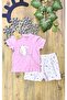 Baby Girl Rabbit Patterned Summer Short Sleeve Shorts Set - 2