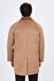 Textured Oversize Shirt Collar Hidden Button Side Pocket Wool Men's Coat Beige - 21344.26K - 5