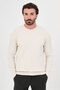 Ribbed Slim Fit Crew Neck Chenille Men's Knitwear Sweater Ecru - 11614.26K