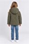 Girl's Hooded Soft Lined Winter Coat with Pockets Khaki Powder Black Ak4266 - 5