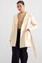 Torba Pocketed Hooded Short Coat Ecru 3185