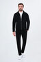 Ribbed Slim Fit Shirt Collar Zippered Velvet Men's Coat Black - 39700.26K - 3