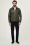 Straight Slim Fit Shirt Collar Zippered Faux Leather Men's Coat Khaki - 39677.26K - 3