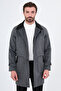 Textured Oversize Shirt Collar Hidden Button Side Pocket Wool Men's Coat Black - 21344.26K