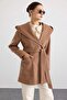 Torba Pocketed Hooded Short Coat Kamel 3185 - 4