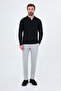 Braided Slim Fit Polo Collar Buttoned Cashmere Men's Knitwear Sweater Black - 11615.26K - 3