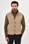 Textured Slim Fit Stand Collar Buttoned Wool Blend Men's Vest Beige - 40965.26K