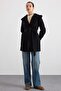 Hooded Short Coat with Pockets Black 3185 - 6