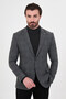 Plaid Slim Fit Mono Collar Wool Blend Men's Jacket Black - 41508.26K - 4
