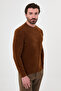 Plain Slim Fit Crew Neck Chenille Men's Knitwear Sweater Camel - 11604.26K - 5
