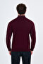 Plain Slim Fit Half Turtleneck Ribbed Cotton Men's Knitwear Sweater Claret Red - 11606.26K - 4