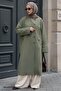 High Collar Lined Khaki Trench Coat - 4