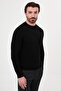 Ribbed Slim Fit High Crew Neck Cotton Men's Knitwear Sweater Black - 11601.26K - 5