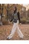 Comfortable Cut Knitwear Trousers with Elastic Waistband and Adjustable Laces - 2