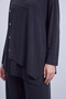 Asymmetrical Cut Buttoned Tunic Trouser Set Black 14525 - 5