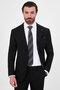 Plain Slim Fit Mono Collar Vestless Wool Blend Men's Suit Black - 45485.26K