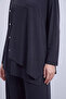 Asymmetrical Cut Buttoned Tunic Trouser Set Black 14525 - 4