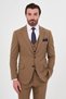 Straight Slim Fit Mono Collar Vest Wool Blend Men's Suit Camel - 45484.26K - 4