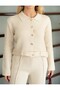 Self-Belted Jacket, Striped Trousers, Knitwear Set - 6