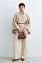 Women's Belted Cashmere Poncho - Beige - 2