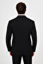 Plain Slim Fit Wide Collar Vestless Wool Blend Men's Suit with Handkerchief Black - 45487.26K - 4