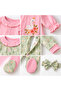 Floral Swan Patterned Ruffled 100% Cotton Baby Girl 2-Piece Romper Set - 3