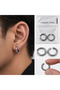Men's Cystic 1 Cm. Hoop Earrings Set of 2 Silver Color Stainless Steel Non-Pierced Ear Earrings - 2
