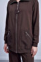 Front Patch Detailed Zippered Trouser Suit 14523 Browni - 3